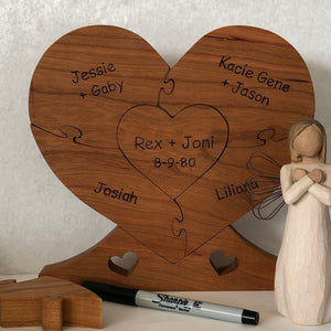 Personalized Name Family Puzzle,Family Wood Heart "Unity" Puzzle,Gift for Mom
