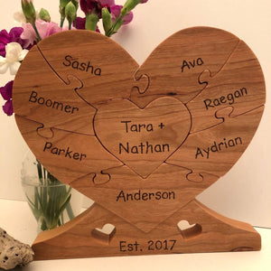 Personalized Name Family Puzzle,Family Wood Heart "Unity" Puzzle,Gift for Mom