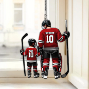 Father And Son โ Personalized Ice Hockey Players Shaped Acrylic Ornament
