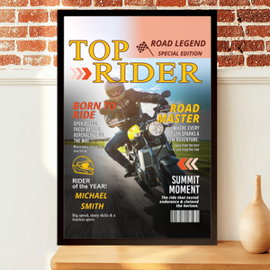 Custom Motorcyclist Magazine Cover Personalized Canvas/Poster Motorcycle Rider Gift