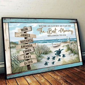 Personalized Sea Turtle Mother's Day Gift - Custom Beach Name Wall Art Canvas Poster