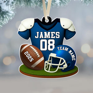 American Football Ornament, Football Player Christmas Gift Personalized Acrylic Ornament