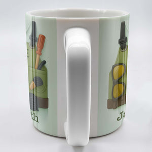 Lawn Mower, Tools, and Sunglasses, Personalized Mug, Gift For Gardeners and Lawn Care