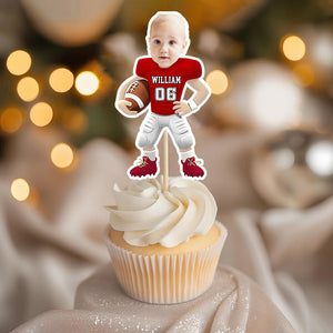 Custom Photo American Football Decoration Personalized Cupcake Toppers