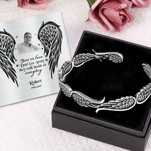 Angel Wings Vintage Style Bracelet with Personalized Memorial Photo Metal Card
