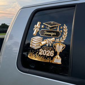 3D Effect Car Decal - Personalized Graduation Gift