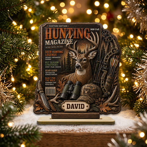 Custom Hunting Magazine Cover Plaque, Personalized Hunting Gifts for Men, Deer Hunting Gifts for Him, Hunting Dad Gift