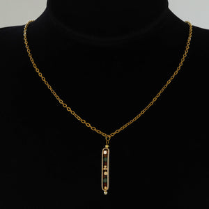 Small Stone Bead Pendant Card Necklace, Amethyst Collar Chain