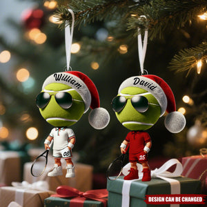 Cool Tennis Player Christmas Ornament, Personalized Acrylic Ornament