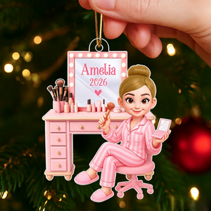 Personalized "Pink Girl Makeup" Acrylic Ornament โ Christmas Gift For Daughters & Granddaughters