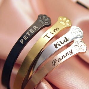 Personalized Pet Name Paw Bracelet - Sympathy Gift For Pet lover