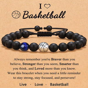 Soccer Football Basketball Baseball Tiger Eye Stone Bracelet Gifts for Sports Lover