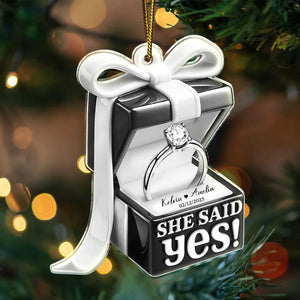 She Said Yes - Personalized Custom Ring Box Shaped Acrylic Ornament