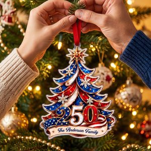 Personalized Acrylic Ornament for Patriotic Family