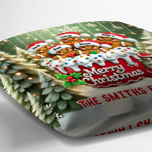 Merry Christmas Personalized Family Cookie Throw Pillow