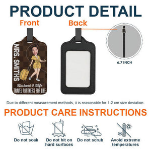 Family - Husband & Wife Travel Partners For Life - Personalized Luggage Tag