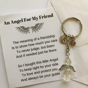 Protection Angel Personalized Guardian Angel Keychain, Best Friend Gift Idea