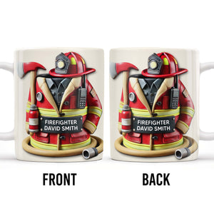 Firefighter,Gear and Helmet, Personalized Coffee Mug, Gift For Firefighters