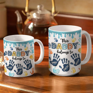 This Dad Grandpa Belongs To Handprints Icon - Grandkids Personalized Mug