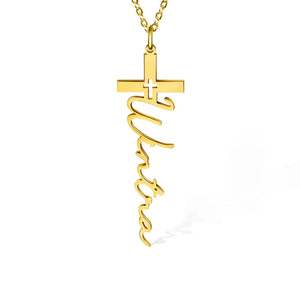 Personalized Cross Pendant Necklace with Name Crucifix Jewelry Christening Baptism First Communion Gift for Her