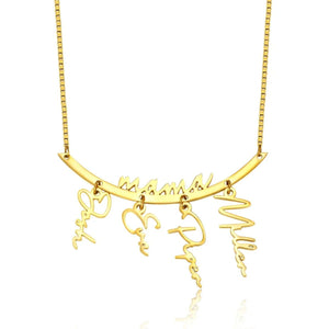 Personalized Names Hanging Grandma Mom Family Necklace with 1-7 Names