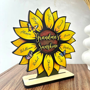 Mother's Day Gifts, Grandma's Sunshine, Grandma's Garden Sunflowers For Nana, Mimi, Gigi - Personalized Wooden Plaque