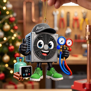 Thumbs-up HVAC Unit Mascot Hanging Ornament β Personalized Gift For Heating & Cooling Professionals