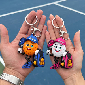 Chill Pickleball Mascot Personalized Pickleball Keychain Gift for Male & Female Players