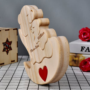 Personalized Mama Bear Wooden Puzzle Gift For Mother, Family