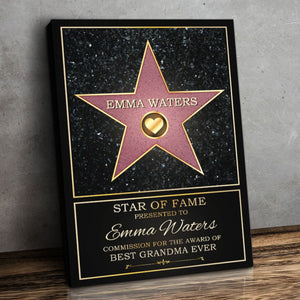 Personalized Star Of Fame, Best Mom, Best Dad Of The Year Poster