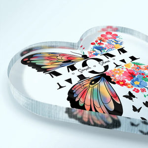 Mom We Love You - Personalized Heart Shaped Acrylic Plaque