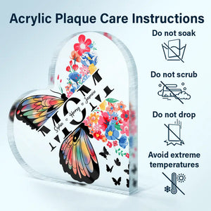 Mom We Love You - Personalized Heart Shaped Acrylic Plaque