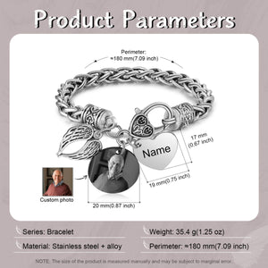 Personalized Memorial Heart Antique Bracelet with photo and engraved name