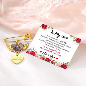 Personalized Angel Wing Wedding Bouquet Heart Picture Charms Brooch Pins