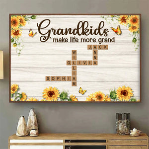 Grandkids Make Life More Grand Crossword Puzzle Sunflower Personalized Canvas/Poster