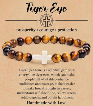 Turquoise Bracelet With Cross, Healing Beads Bracelet