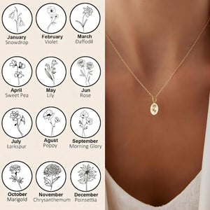 Personalized Tiny Birth Flower Necklace, Gift For Her