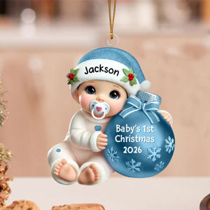 Baby Beside Christmas Bauble β Baby's 1st Christmas Personalized Ornament