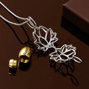 Personalized Lotus Flower with Mini Keepsake Urn Ashes Cremation Necklace Memorial Sympathy Gift for Loss of Loved One