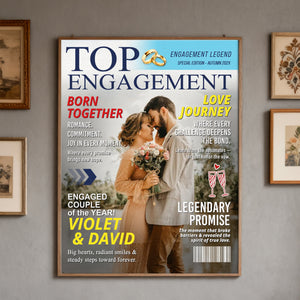 Personalized Engagement Magazine Cover, Gift For Engaged Couple, Custom Couple Photo, Engagement Gift, Wedding Keepsake