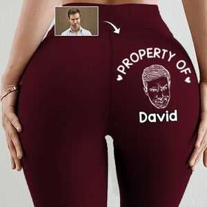 Custom Photo Property Of Me, Handle Like A Queen - Personalized Custom Women Leggings - Gift For Wife, Anniversary