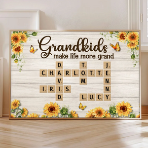 Grandkids Make Life More Grand Crossword Puzzle Sunflower Personalized Canvas/Poster