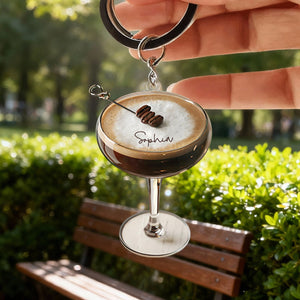 Personalized Espresso Martini Keychain,Cocktail Lover Gift