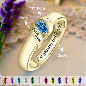 Personalized Birthstone Hug From Heaven Memorial Ring