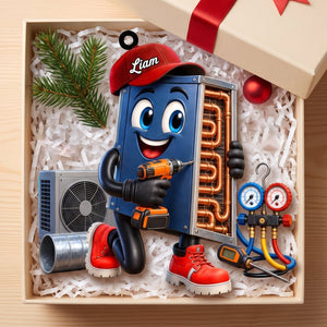 Cute HVAC Repair Mascot Ornament β Personalized Gift For Heating & Cooling Professionals