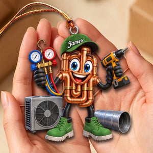 Copper Pipes HVAC Mascot Ornament β Funny Personalized Gift for AC Technicians