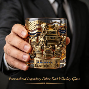 Legendary Police Dad Whiskey Glass โ Personalized Gifts For Police Officer