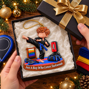 Taekwondo Lover Gift - Just A Boy Who Loves Taekwondo Personalized Christmas Ornament