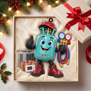 HVAC Refrigerant Tank Mascot Ornament β Funny Personalized Heating & Cooling Tech Gift