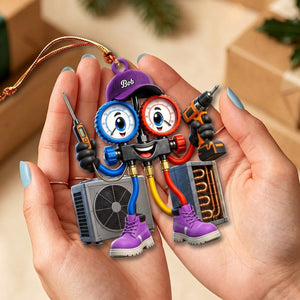HVAC Manifold Gauge Mascot Hanging Ornament β Personalized Gift For Heating & Cooling Professionals